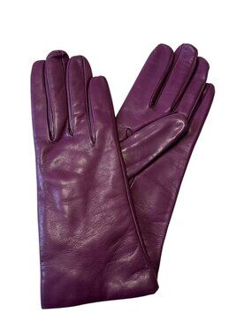 New Sermoneta Cashmere Lined Leather Gloves in Purple/Magenta, size 7.5